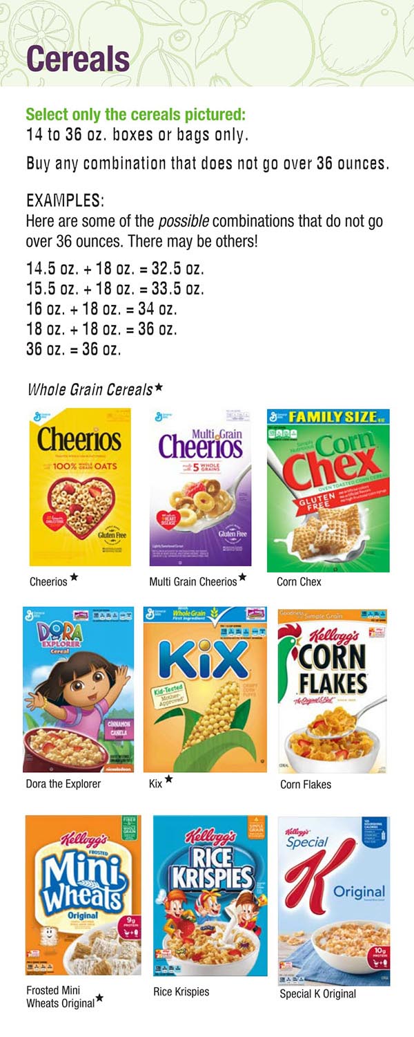 Alabama WIC Food List Cereals