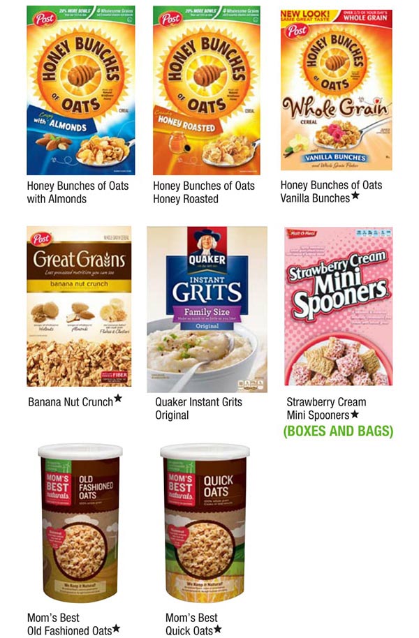 Alabama WIC Food List Cereal Boxes