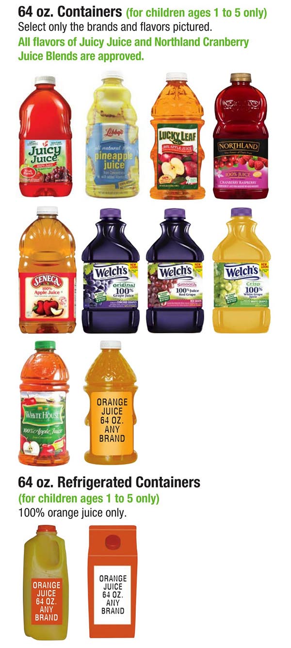 Alabama WIC Food List Juice Bottles