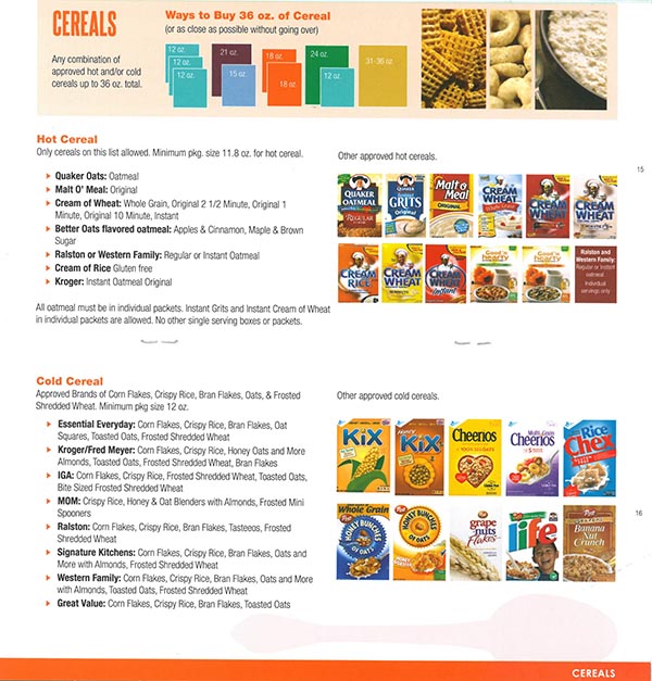 Alaska WIC Food List Cereals