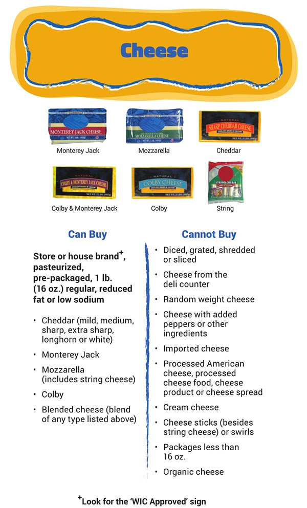 Arizona WIC Food List Cheese