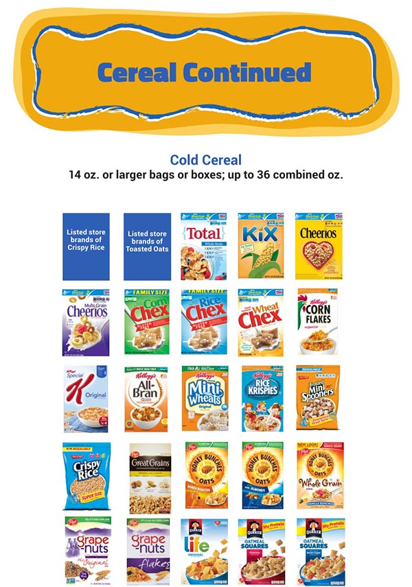 Arizona WIC Food List Cold Cereal