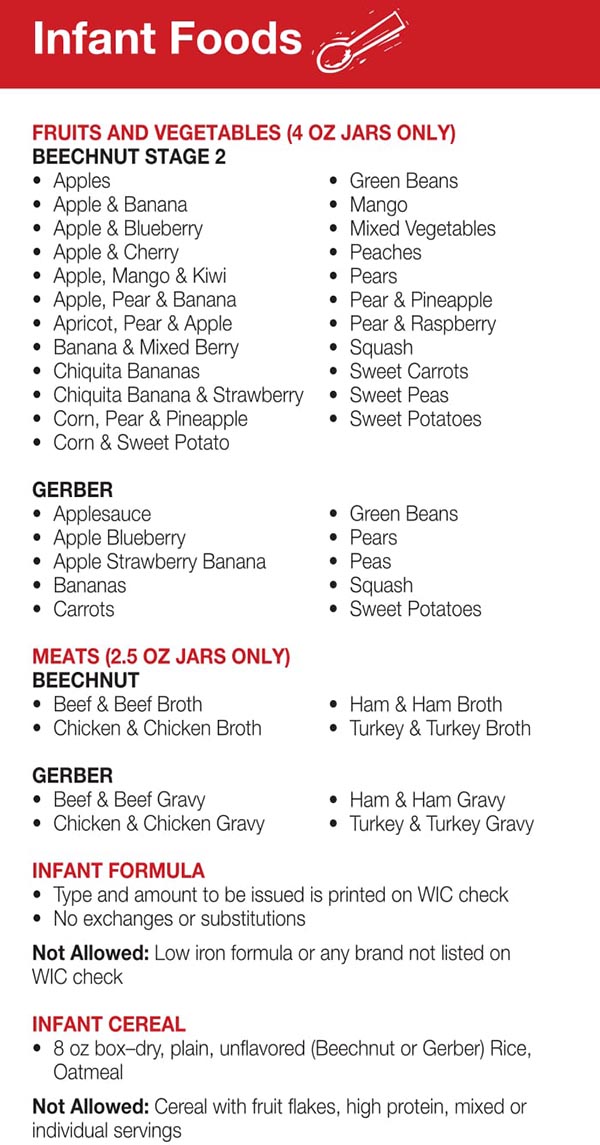 Arkansas WIC Food List Infant Foods