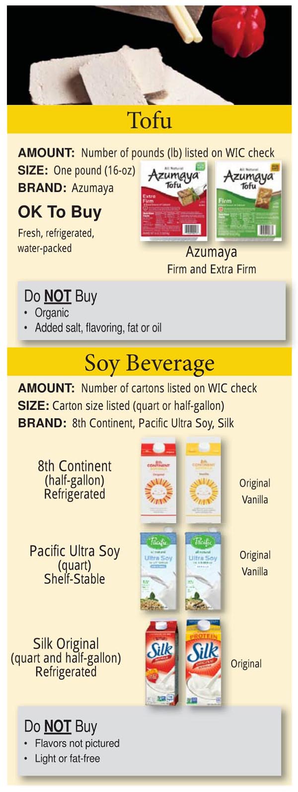 Colorado WIC Food List Tofu and Soy Beverage