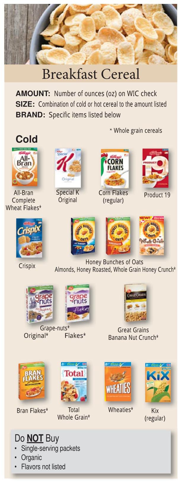 Colorado WIC Food List Breakfast Cereal