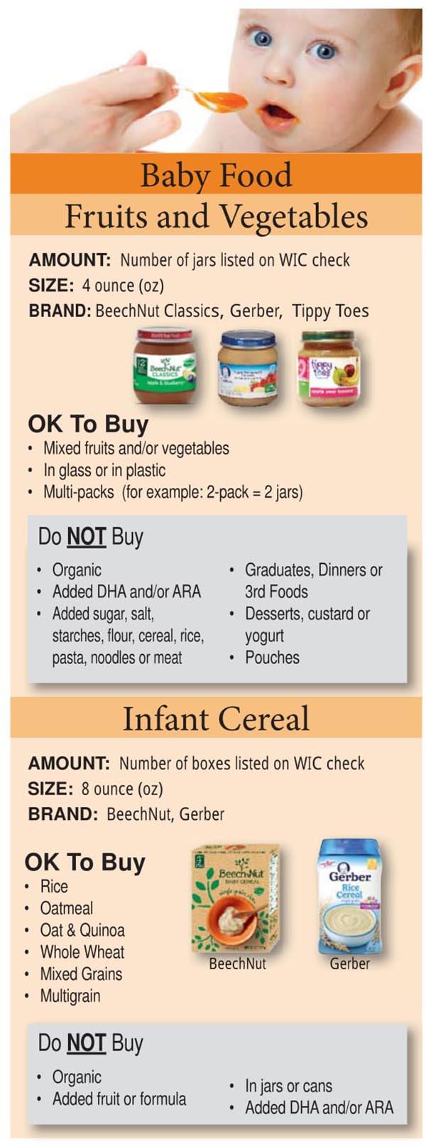 Colorado WIC Food List Baby Foods, Infant Cereal, Fruits and Vegetables