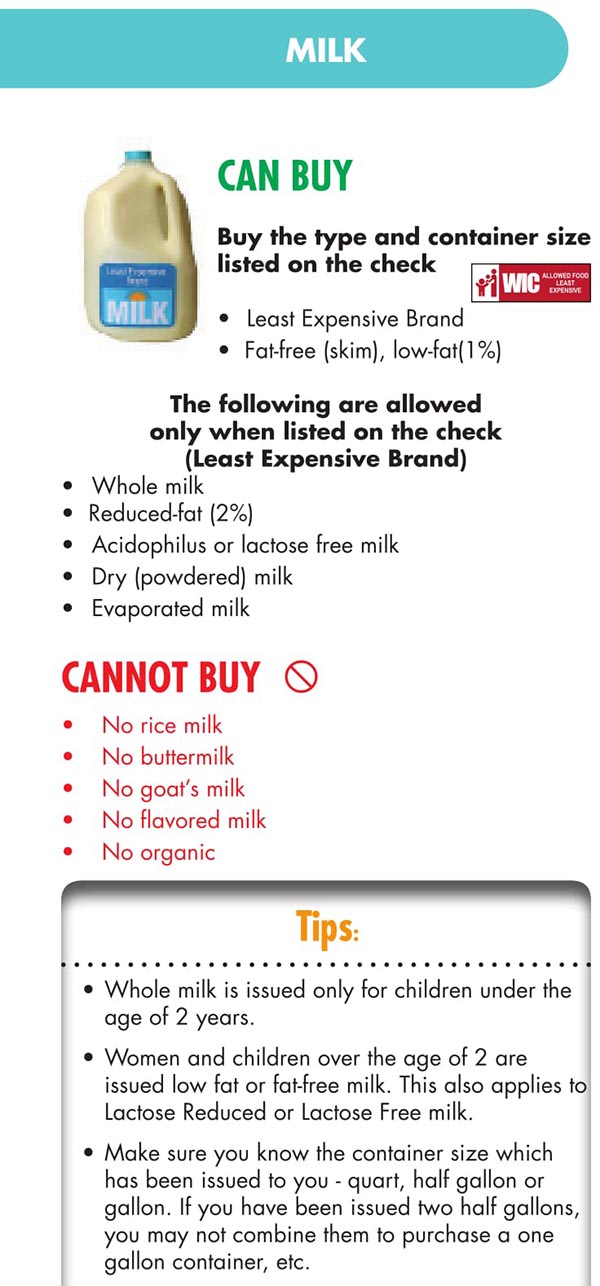 Hawaii WIC Food List Milk