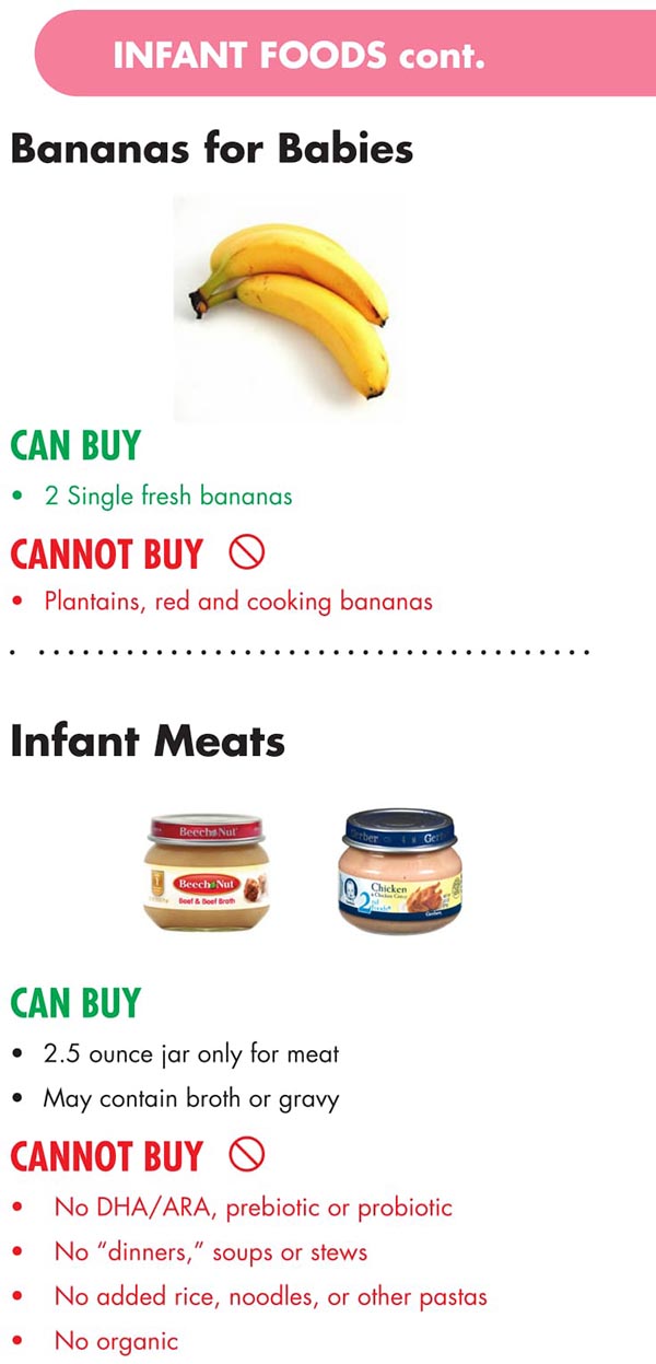 Hawaii WIC Food List Bananas for Babies, and Infant Meats