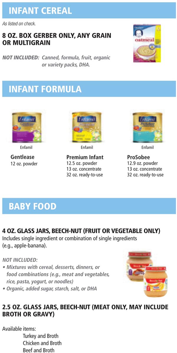 Indiana WIC Food List Infant Cereal, Infant Formula and Baby Food