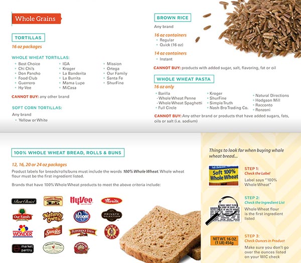 Kansas WIC Food List Whole Grains, Tortillas, Brown Rice, Whole Wheat Pasta, Whole Wheat Bread, Rolls and Buns
