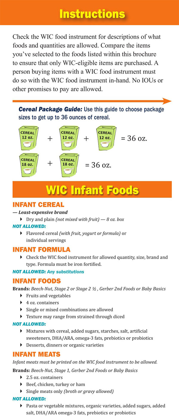 Louisiana WIC Food List Infant Foods