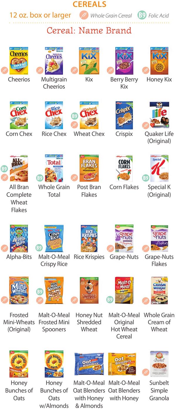 Maine WIC Food List Cereals