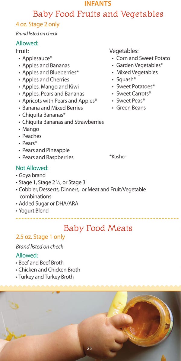 Maine WIC Food List Baby Food Meats, Baby Food Fruits and Vegetables
