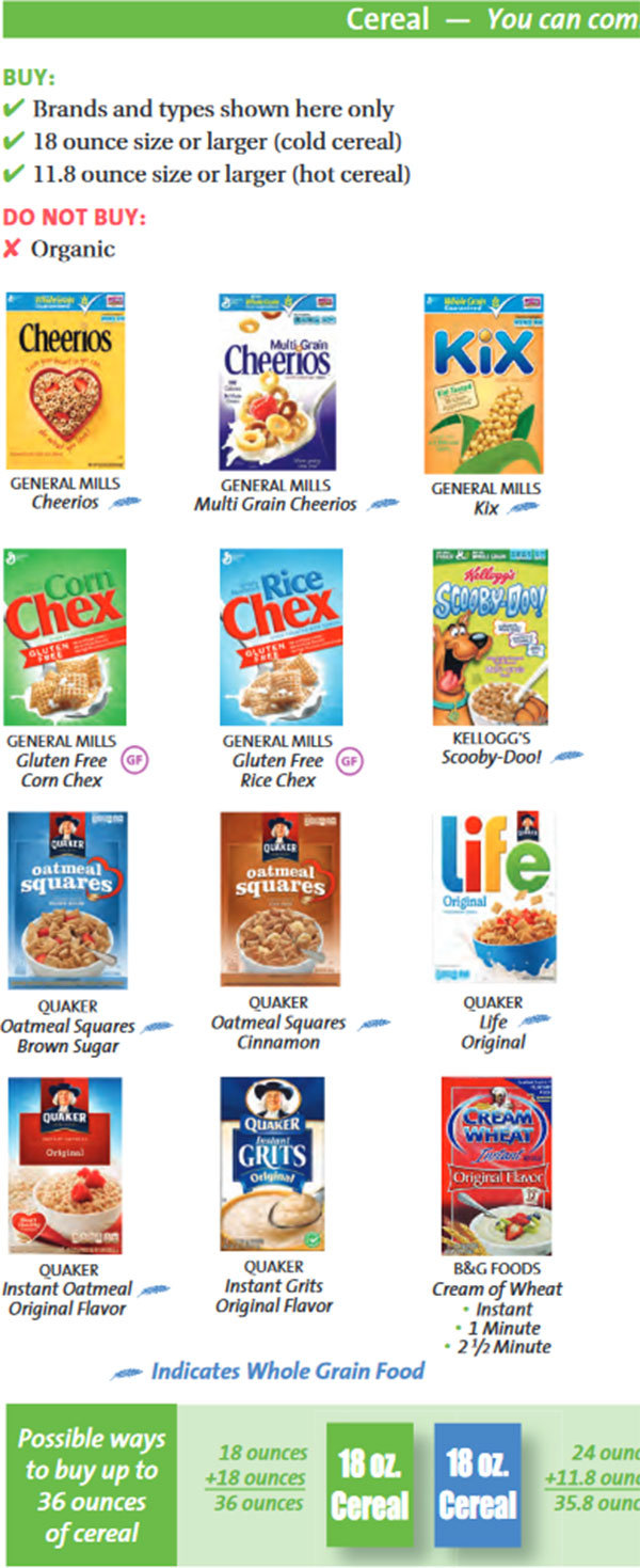 Maryland WIC Food List Cereal