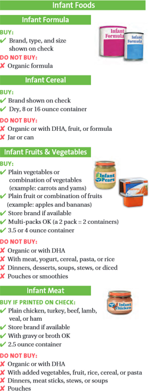 Maryland WIC Food List Infant Foods, Infant Formula, Infant Cereal, Infant Meats, Infant Fruits and Vegetables