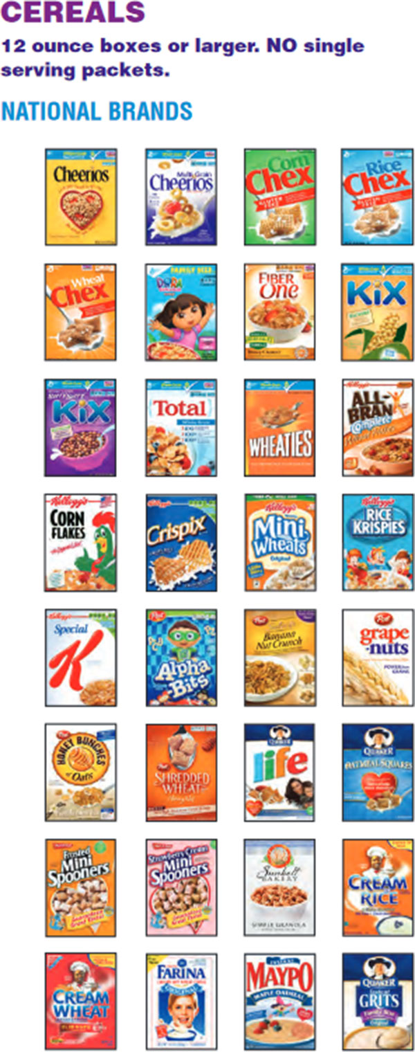 Massachusetts WIC Food List National Brand Cereals