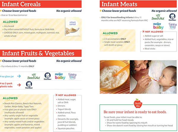 Michigan WIC Food List Infant Cereals, Infant Meals, Infant Fruits and Vegetables
