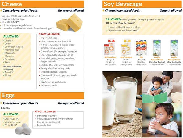 Michigan WIC Food List Cheese, Eggs and Soy Beverage
