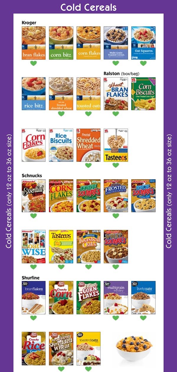 Missouri WIC Food List Cold Cereal National Brands