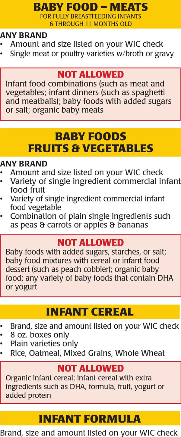 New Jersey WIC Food List Baby Foods Meats, Infant Cereal, Infant Formula, Baby Foods Fruits and Vegetables