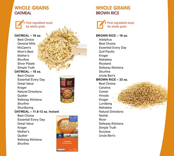 New Mexico WIC Food List Whole Grains, Oatmeal and Brown Rice