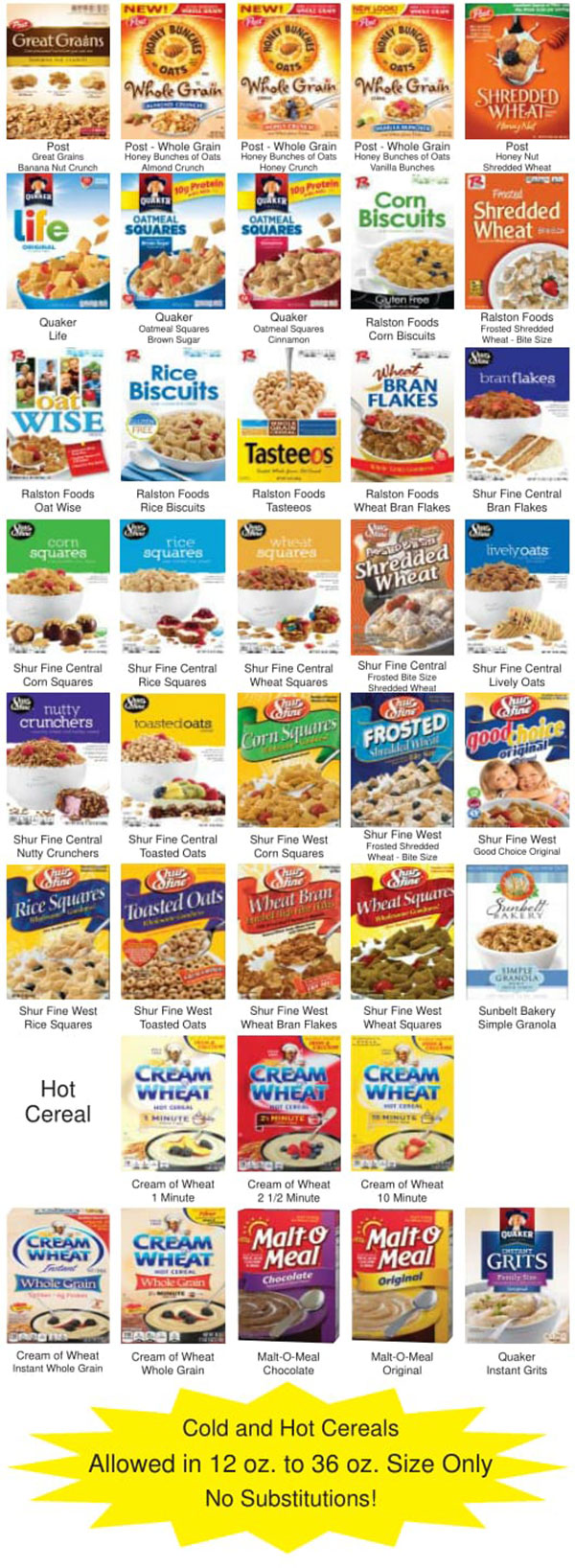 Oklahoma WIC Food List Cereal Product List Page 2