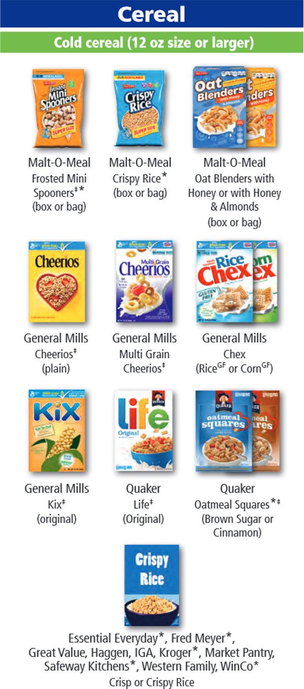 Oregon WIC Food List Cereal and Cold Cereal 12oz or Bigger