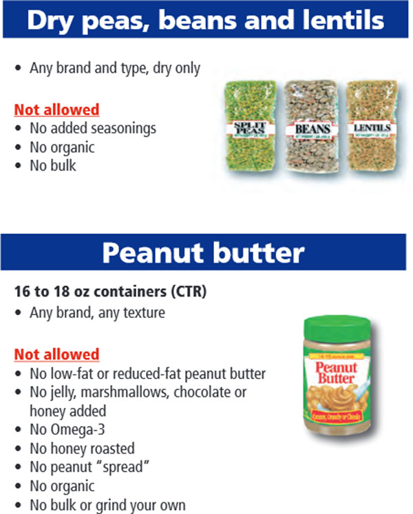 Oregon WIC Food List Dry Peas, Beans, Lentils and Peanut Butter