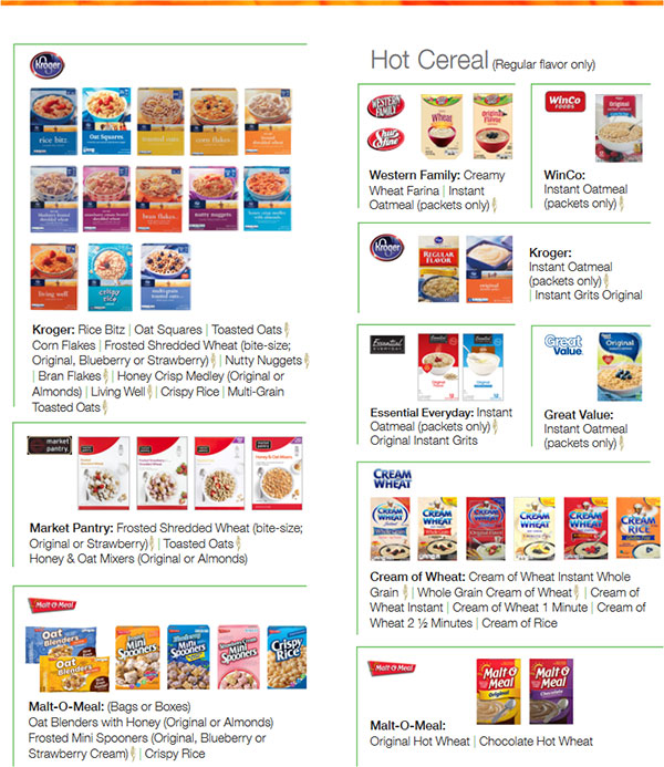 Utah WIC Food List Hot Cereal