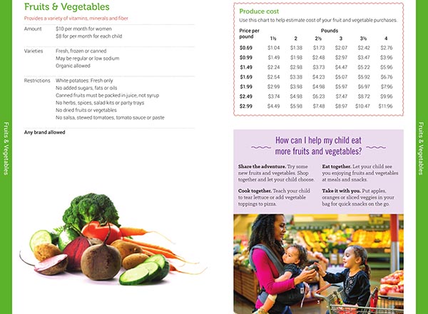 Vermont WIC Food List Fruits and Vegetables