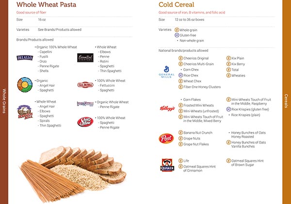 Vermont WIC Food List Whole Wheat Pasta and Cold Cereal