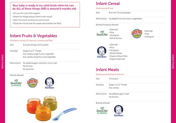 Vermont WIC Food List Infant Cereal, Infant Meta, Infant Fruits and Vegetables