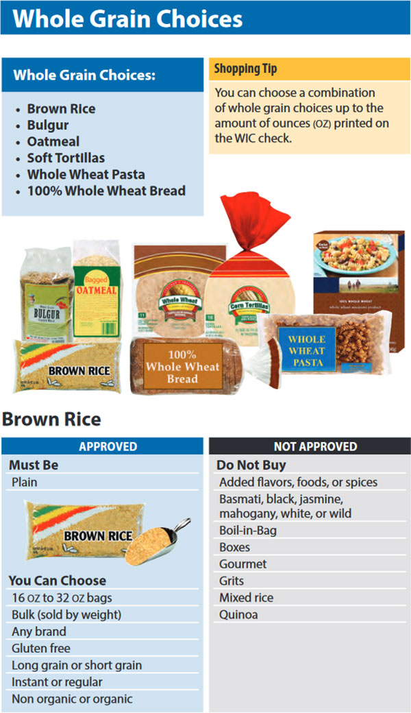 Washington WIC Food List Whole Grain Choices and Brown Rice