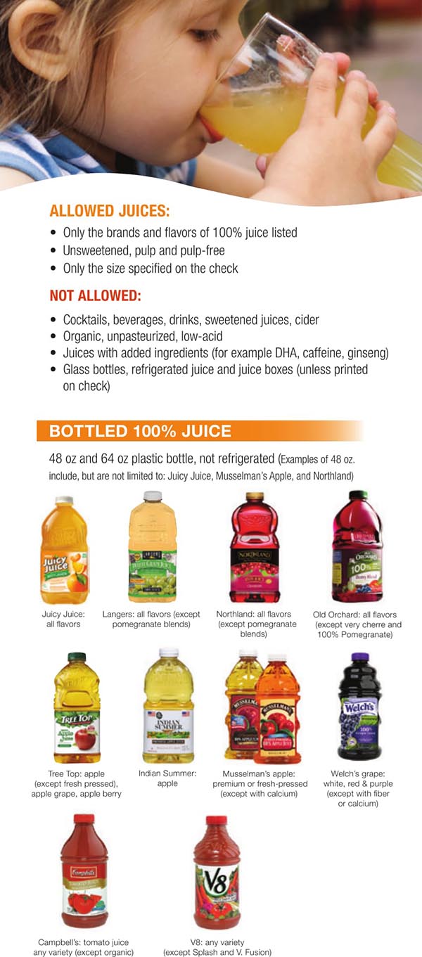 Wisconsin WIC Food List Bottled Juice