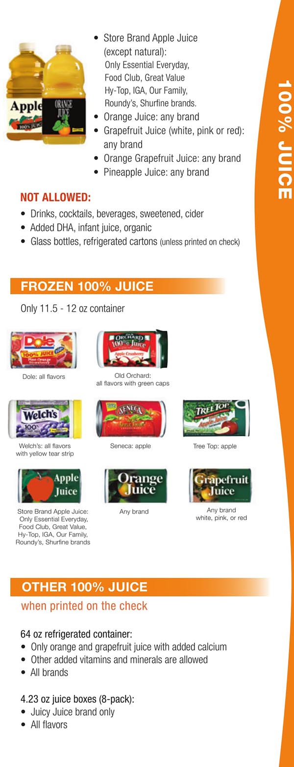 Wisconsin WIC Food List Frozen Juice and Other Juice