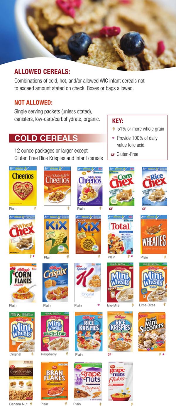Wisconsin WIC Food List Cold Cereals