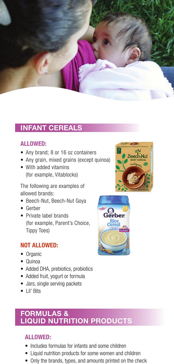 Wisconsin WIC Food List Infant Cereals, Formulas and Liquid Nutrition Products