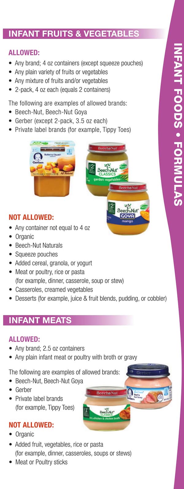 Wisconsin WIC Food List Infant Meats, Infant Fruits and Vegetables