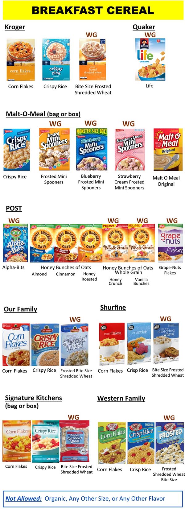 Wyoming WIC Food List Breakfast Cereal Product List