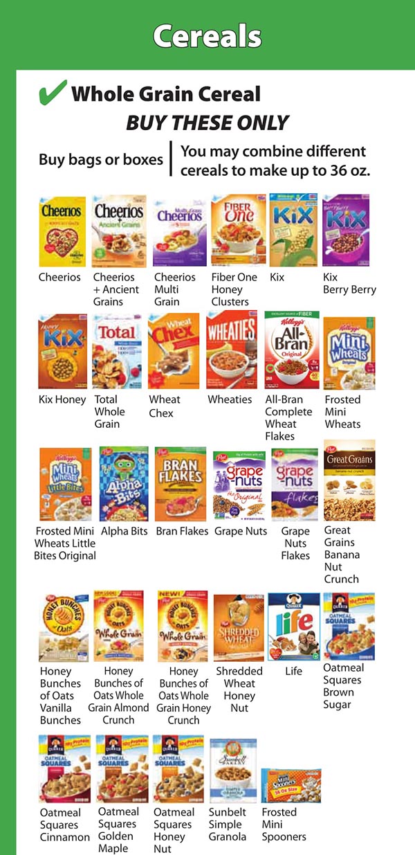 District Of Columbia WIC Food List Whole Grain Cereal