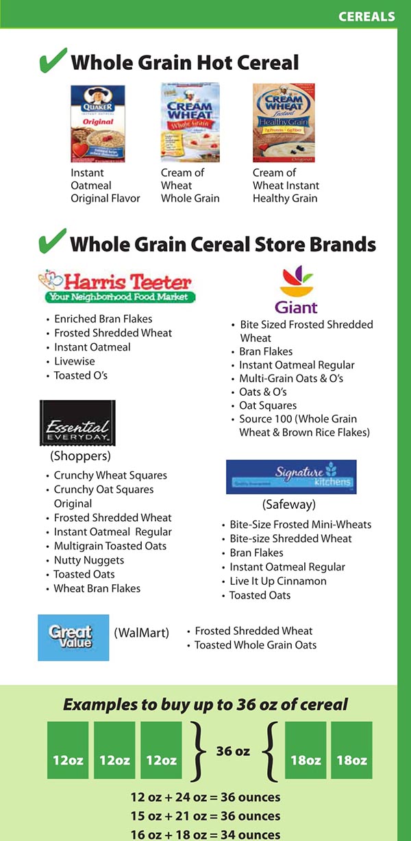 District Of Columbia WIC Food List Whole Grain Hot Cereal