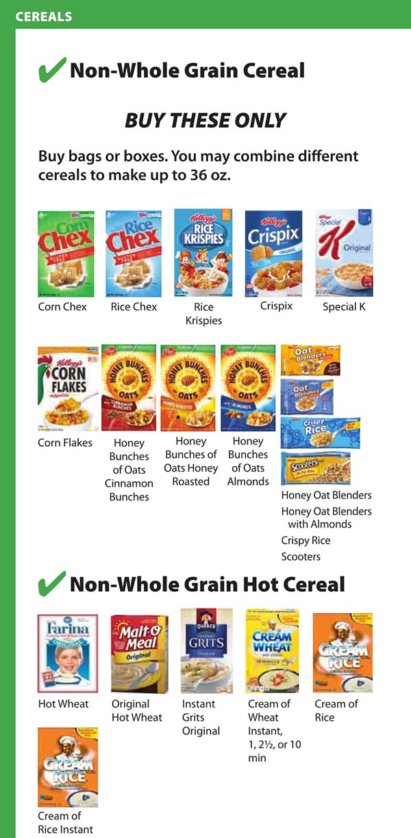 District Of Columbia WIC Food List None Whole Grain Cereal