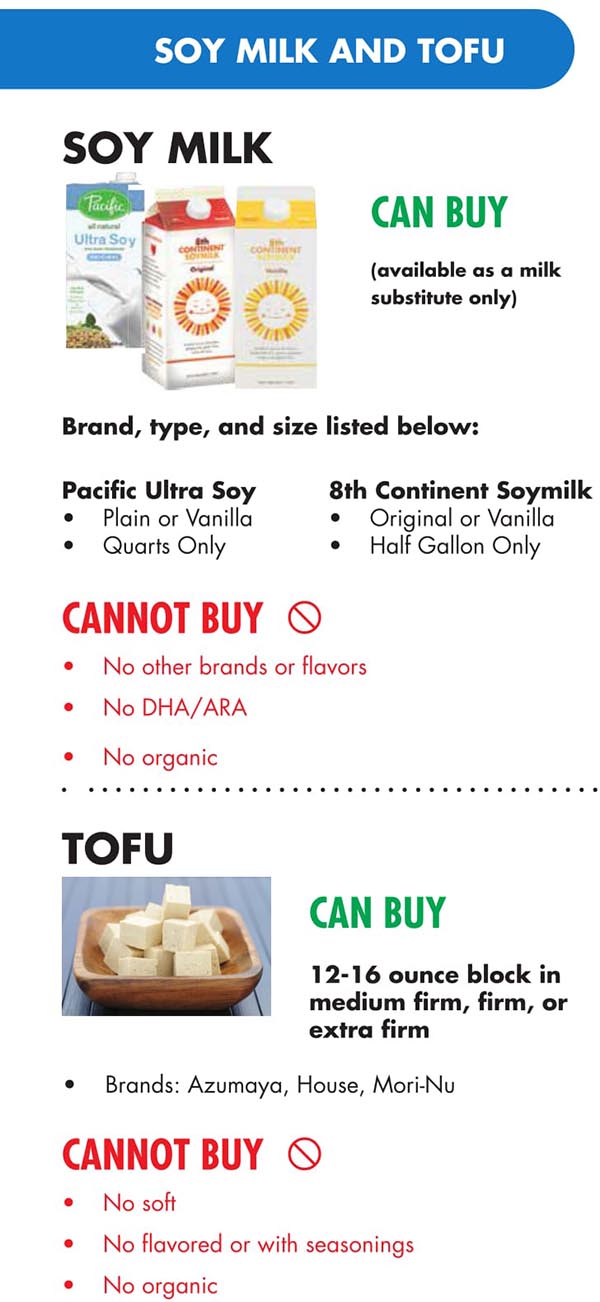 Hawaii WIC Food List Soy Milk and Tofu