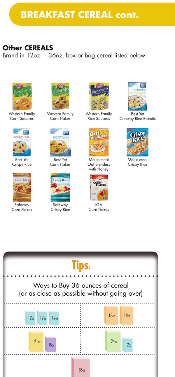Hawaii WIC Food List Other Breakfast Cereal