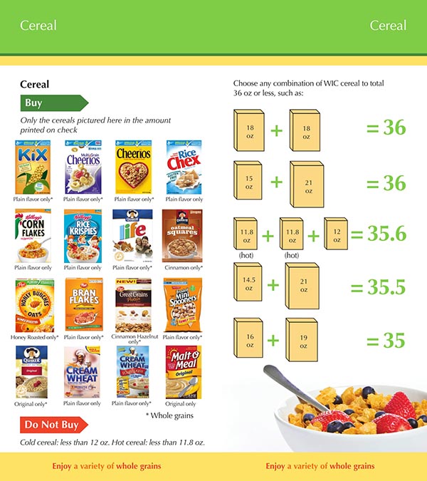 Idaho WIC Food List Cereal