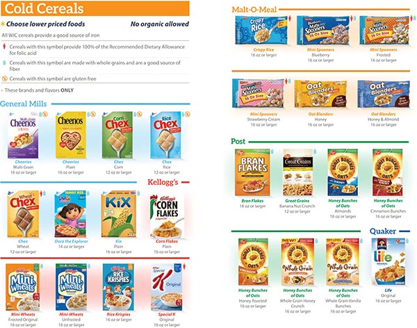 Michigan WIC Food List Cold Cereals