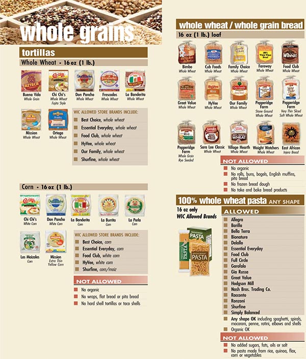 whole grain items for wic