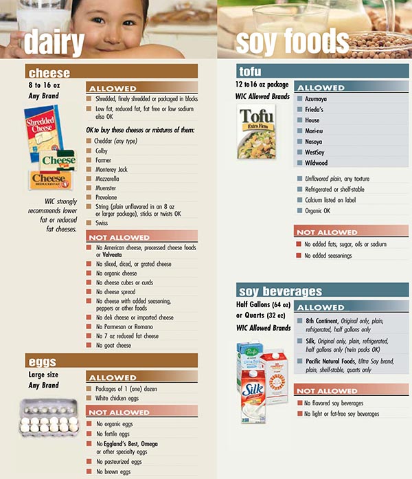 Minnesota WIC Food List Dairy, Cheese, Eggs, Soy Foods, Tofu and Soy Beverages