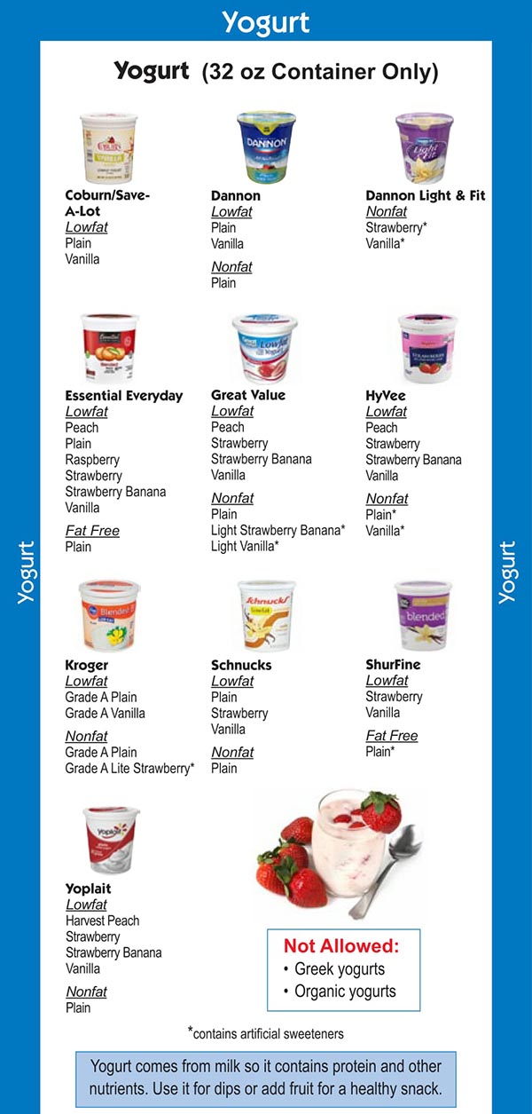 Missouri WIC Food List Yogurt