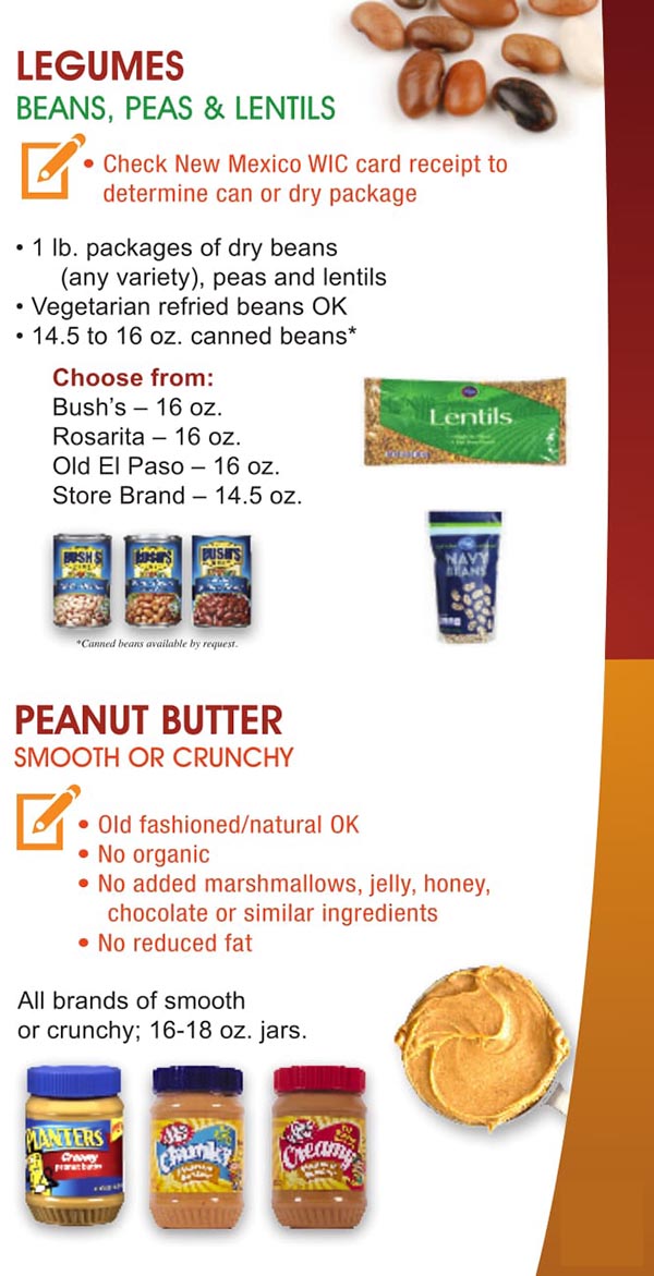 New Mexico WIC Food List Legumes, Beans, Peas, Lentils and Peanut Butter